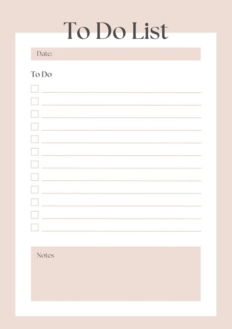 Beige Minimalist Modern To Do List Planner - Templates by Canva To Do List Template Daily, Planner For School Ideas, Today To Do List, Aesthetic Todo List Template, To Do List Wallpaper Iphone, Goodnotes Template Free To Do List, To Do List Template Aesthetic Printable, Pink To Do List Template, Daily Planner Template Aesthetic