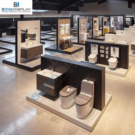 Toilet Display Showroom, Bathroom Display Ideas, Sanitary Showroom Interiors, Sanitary Showroom Display, Kohler Showroom, Sanitary Showroom, Bathroom Display, Showroom Inspiration, Bathroom Sink Design