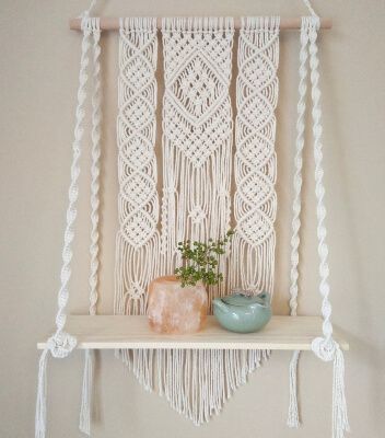 Macrame Shelf Diy, Macrame Wall Hanging Shelf, Zen Place, Rope Plant, Macrame Hanging Shelf, Rope Plant Hanger, Wall Hanging Shelf, Macrame Shelf, Macrame Wall Hanger