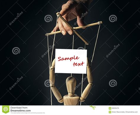 Tiran holds on the strings of a puppet in the hands of the doll banner with free space for your text. Image on black background. Free Space, Text Image, The Doll, Anton, Business Man, Puppets, Black Background, Black Backgrounds, Stock Images