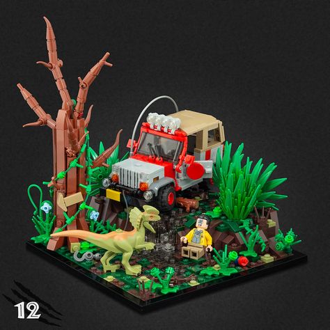 The Jeeps and Explorers that everyone wanted Dino Lego, Lego Vignette, Lego Pics, Lego Jurassic Park, Lego Dinosaur, Lego Tv, City Ideas, Park Ideas, Lego Truck