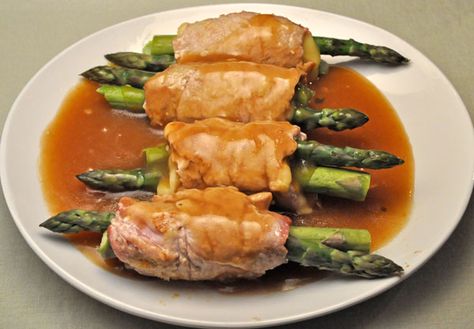 Veal Rolls stuffed with Asparagus, Prosciutto and Cheese, finished with a light Marsala sauce Veal Cutlet Recipes, Prosciutto And Cheese, Asparagus Prosciutto, Cutlet Recipes, Three Pines, Red Sauce Recipe, Farm Recipes, Marsala Sauce, Veal Cutlet