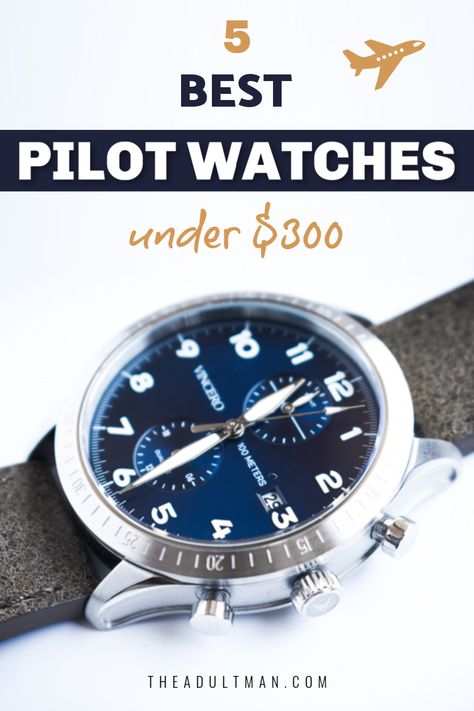 You don't have to be a real pilot to feel as cool as one. Learn what a pilot watch is and check out our picks of the best pilot watches under $300. Gifts For Pilots Men, Pilot Watches For Men, Pilot Lifestyle, Watch Engraving Ideas, Arabic Numbers, Faux Leather Motorcycle Jacket, Cheap Christmas Gifts, Personalized Engraved Gifts, Diy Christmas Gifts Cheap