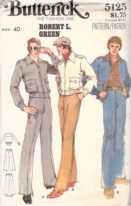 Early 70s Fashion, 70s Fashion Men, Pajamas Pattern, 70s Sewing Patterns, Butterick Patterns Vintage, Mens Sewing Patterns, 70s Men, 70s Outfits, Vintage Mens Fashion