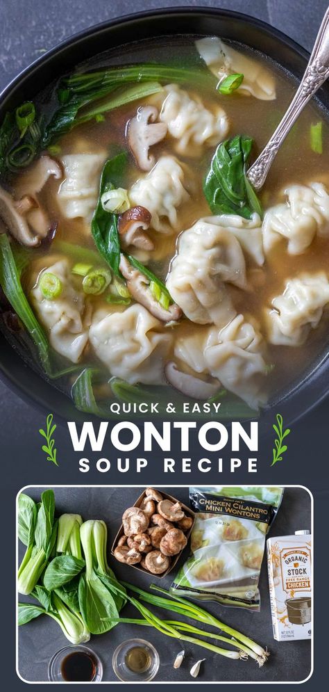 Frozen Wontons, Easy Wonton Soup, Wonton Soup Recipe, Asian Soup Recipes, Wonton Recipes, Keto Soup, Asian Soup, Wontons, Think Food