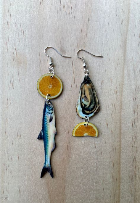 Convenient Store, Tinned Fish, Creative Earrings, Fish Jewelry, Earrings Summer, Dope Jewelry, Fake Food, Funky Jewelry, Anchovies