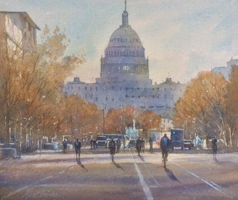 Washington Dc Painting, Washington Dc Art, Cartoon Ideas, Dorm Inspo, Lynda Carter, Autumn Lights, Urban Sketching, Future House, House Painting