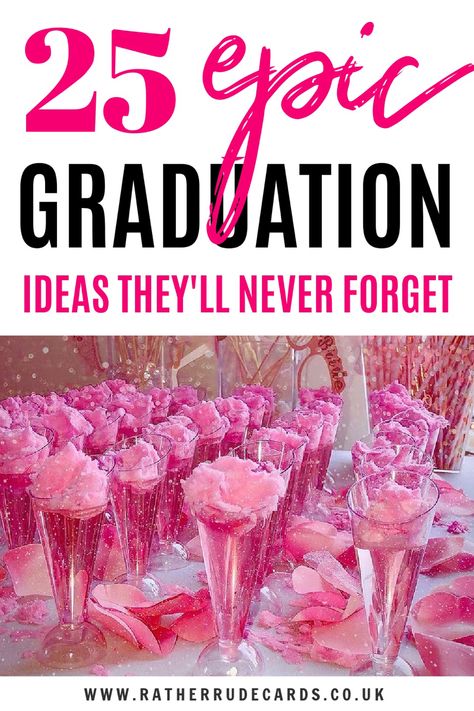 Pinterest Graduation Party Ideas, University Grad Party Ideas, Surprise Graduation Party Ideas, Fun Things To Do At Graduation Party, Pink High School Graduation Party, Themes For Graduation Parties, All Pink Graduation Party, Graduation Party Cricut Ideas, Adult College Graduation Party Ideas