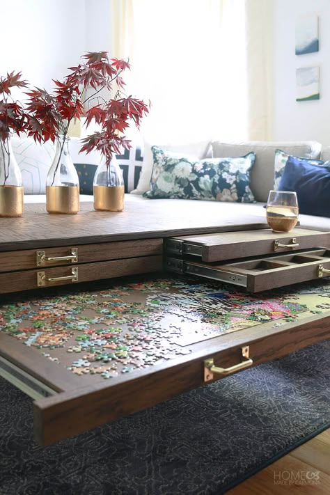 Game Table Plans, Diy Coffee Table Plans, Koti Diy, Coffee Table Plans, Puzzle Table, Sliding Closet, Hemma Diy, Diy Casa, Diy Coffee Table