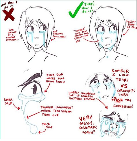 How to draw tears Artist: unknown¿ Výtvarné Reference, Desen Anime, 인물 드로잉, 캐릭터 드로잉, Drawing Expressions, Poses References, Guided Drawing, 영감을 주는 캐릭터, Art Poses