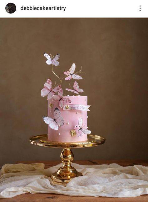 Butterfly Tiered Cake, Pink Butterfly Cake, Cakes Inspiration, Cake Girl, Butterfly Cake, Tiered Cake, Simple Cake, Butterfly Cakes, First Birthday Cakes