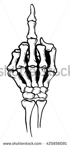 Skeleton shows middle finger, vector illustration, white background - stock vector Skeleton Hands Drawing, Middle Finger Tattoos, How To Draw Fingers, Skull Stencil, Skeleton Drawings, Finger Art, Skulls Drawing, Skeleton Art, Desenho Tattoo