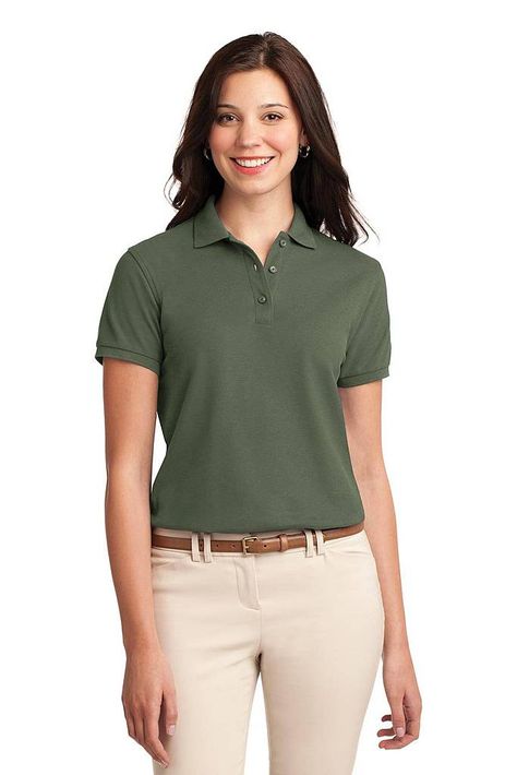 Green Polo, Clover Green, Port Authority, Silk Touch, Polo Shirt Women, Work Wear Women, Pique Polo Shirt, Camisa Polo, Woven Dress