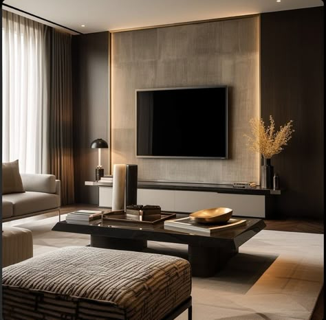 Tv Wall Decor Luxury, Modern Living Room Color Schemes, Tv Wall Luxury, Panelled Walls Living Room, Wood Tv Wall, Tv Wall Design Luxury Tvs, Modern Living Room Colors, Living Room With Tv, Modern Prairie