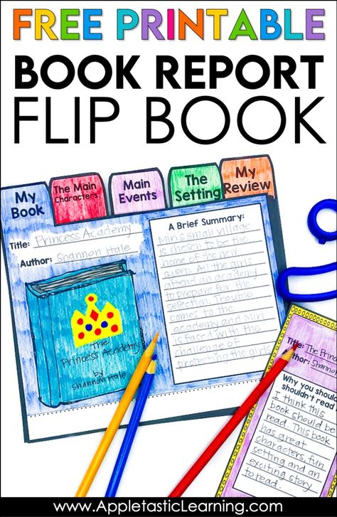 Book Report 2nd Grade Template, Book Report For 1st Grade, Elementary Book Report Template, 3rd Grade Book Report Template, Grade 2 Book Report, Scrapbook Book Report Projects, Book Reports 2nd Grade, One Page Book Report, Book Projects Ideas