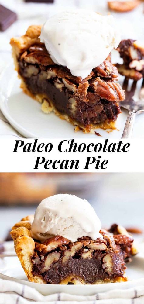 Paleo Christmas Desserts Easy, Paleo Chocolate Pie, Paleo Christmas Desserts, Paleo Thanksgiving Dessert, Paleo Pie Recipes, Paleo Christmas Recipes, Pecan Pie Thanksgiving, Paleo Holiday Recipes, Holiday Desserts Thanksgiving