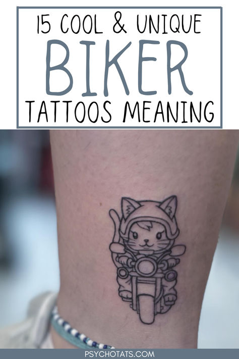 biker tattoos and the meaning and symbolism Motorcycle Tattoos For Women, Adrenaline Tattoo Ideas, Bike Tattoo Motorcycles, Small Motorcycle Tattoo, Motorcycle Tattoo For Women, Motorbike Tattoo Ideas, Motorcycle Tattoo Ideas, Motorbike Tattoo, Adrenaline Tattoo