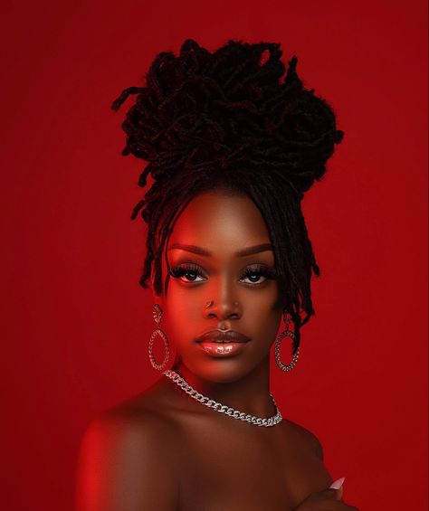 Model With Locs Photoshoot, Women With Locs Photoshoot, Black Women Hair Photoshoot, Loctician Photoshoot Ideas, Black Power Photoshoot, Birthday Shoot Ideas Black Women, Female With Locs, Black Women Portrait Photography, Photoshoot With Locs