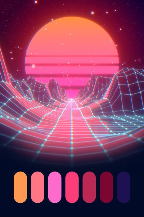 Neon Colour Palette, Synthwave Art, Neon Retro, Vaporwave Wallpaper, Free Lightroom Presets Portraits, Vaporwave Art, Retro Wave, Iphone Art, Neon Backgrounds