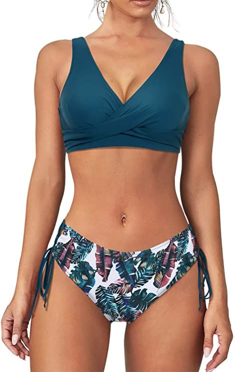 AmazonSmile: OMKAGI Women Wrap Lace Up Bikini Top Cute Criss Cross Sexy Leopard Bathing Suits(L,1-Apricot Leopard): Clothing Pretty Swimwear, Sporty Swimwear, Swimsuits Outfits, Summer Attire, Summer Swim Suits, Plus Size Swimsuits, Swimwear Fashion, Women Swimsuits, Criss Cross