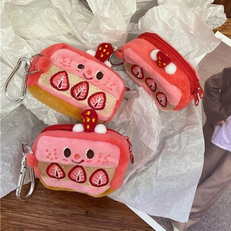 0.99US $ 74% OFF|Strawberry Cake Kawaii Earphone Case Pouch Plush Cartoon Cute Coin Purse Zipper Storage Bag Embroidery Pouch Keychain Pendant - Coin Purses - AliExpress Embroidery Pouch, Pouch Keychain, Wallets For Girls, Cute Coin Purse, Zipper Storage, Mini Coin Purse, Lipstick Bag, Cute Wallets, Girls Purse