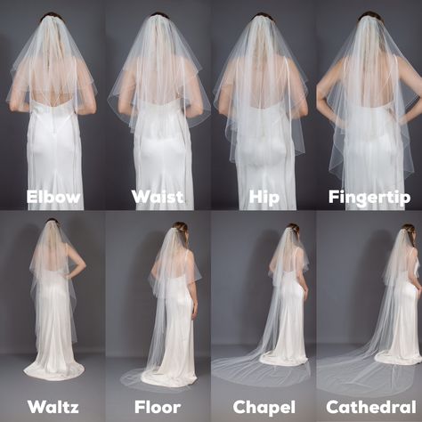 Types Of Vails Wedding Veils, Veil Mermaid Dress, Halo Veil Wedding, Delicate Wedding Veil, Veil Types Style, Wedding Gown And Veil, Barely There Wedding Veil, Veil Lengths Chart, Veil With Volume