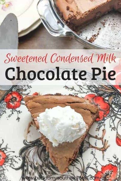 Sweetened Condensed Milk Chocolate Pie is a rich and delicious treat. The easy homemade recipe is perfect for any holiday including Christmas and Thanksgiving. #oldfashioned #homemade #easy #dessert #sweetenedcondensedmilk #Chocolatepie #pie #southern #best Desserts Condensed Milk, Diy Easy Desserts, Milk Chocolate Pie, Butterscotch Lush, Chocolate Layer Dessert, Homemade Chocolate Pie, Easy Chocolate Pie, Lush Dessert, Sweetened Condensed Milk Recipes