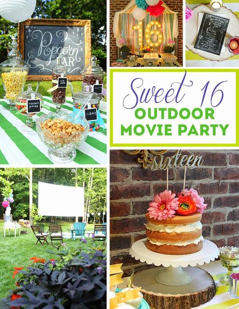 Abby’s Sweet 16 Outdoor Movie Party | Less Than Perfect Life of Bliss | home, diy, travel, parties, family, faith Graduation Party Inspiration, Outdoor Movie Party, Birthday Party Decorations Diy, Movie Night Party, Sweet Sixteen Parties, Sweet 16 Birthday Party, 16 Birthday, Presents For Girls, Camping Party