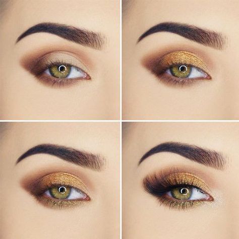 Cool Makeup Looks For Hazel Eyes And A Tutorial For Dessert ★ Smokey Eyes Tutorial, Smokey Eye Makeup Ideas, Party Make-up, Green Smokey Eye, Smokey Eye Tutorial, Make Up Inspiration, Makeup Tutorial Eyeshadow, Hooded Eye Makeup, Eye Makeup Steps