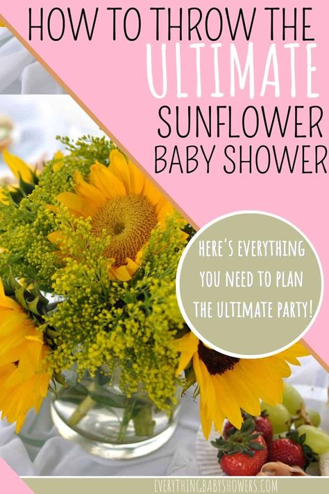 Sunflower Baby Shower Food Ideas, Sunflower Centerpieces Baby Shower Diy, Sunflower Shower Theme, Sunflower Baby Shower Centerpieces, Sunflower Baby Shower Ideas Decoration, Baby Shower Sunflower Theme Girl, Sunflower Themed Baby Shower Ideas, Sunflower Food Ideas, Sunflower Theme Baby Shower Ideas