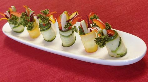 Zucchhini Rolls recipe Zucchini Recipes Indian, Cooking Without Fire Desserts, Food Without Fire, Vegetarian Zucchini Recipes, Zucchini Rolls, Salad Rolls, Kids Cooking Recipes, Zucchini Salad, Fire Food