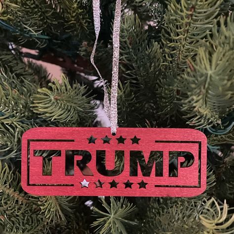 Luxury ‘Trump’ Premium Laser Cut Wood Christmas Ornament Nwt 4.25" X 1.5" (1/8 Inch Thick) Premium Wood Fridge Magnet. Laser Cut To Precision Handmade In The United States By Us Military Veteran Family. All Birch Wood Stained Republican Red. 4 Stars On Top And 5 At The Bottom - Signifying 45th President Of The United States. These Are Absolutely Unique And Cannot Be Bought Any Other Place. Laser Cut Ornaments Christmas, Laser Cut Wood Ornaments, Laser Cut Ornaments, Wood Fridge, Laser Projects, Cat Christmas Ornaments, Polymer Clay Christmas, Ornament Ideas, Wood Christmas Ornaments