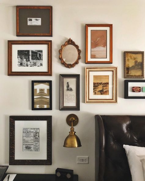 Gallery wall with vintage frames. Sentimental Gallery Wall, Gallery Wall Stairs, Rustic Gallery Wall, Stairs Colours, Hallway Gallery Wall, Family Gallery Wall, Gallery Wall Bedroom, Framed Photos, Photo Wall Gallery