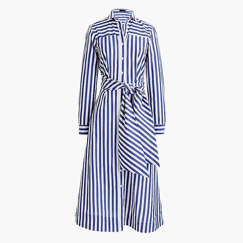 Strip Dress, Work Attire Women, Tie Waist Shirt, Shirtwaist Dress, Women's Tie, Triple Threat, Long Shirt Dress, Jcrew Women, Long Sleeve Shirt Dress