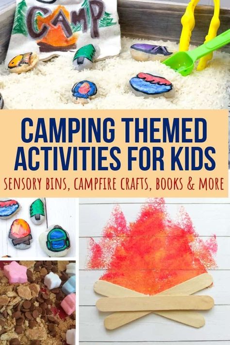 Indoor Camping Activities for Kids: Science, Sensory and Art - Views From a Step Stool Indoor Camp Games, Indoor Camping Activities, Camping Themed Activities, Camping Preschool, Camping Theme Preschool, Camping Crafts For Kids, Camping Classroom, Camp Games, Camping Activities For Kids