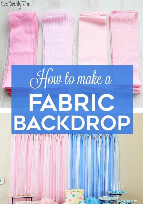 How To Make A Fabric Backdrop #backdrops #parentinghacks Baby Shower Table Cloths, Diy Wedding Photo Booth, Baby Reveal Party, Gender Party, Shower Backdrop, Gender Reveal Party Decorations, Baby Shower Table, Fiesta Baby Shower, Party Photography