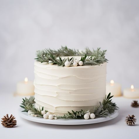 Rosemary and Herb twigs to adorn a simple buttercream covered Christmas Cake. Chic! Thyme Cake Decoration, Cake With Rosemary Decoration, Rosemary Wedding Cake, Rosemary Cake, Green Birthday Cakes, White Buttercream, Christmas Shower, British Baking, Christmas Cakes