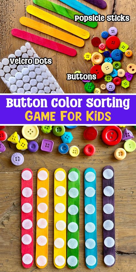 Button Color Sorting Button Activities For Preschool, Color Matching Activities For Toddlers, Popsicle Activities, Color Activities Preschool, Color Sorting Preschool, Buttoning Activities, Asd Activities, Preschool Color Activities, Colors For Toddlers