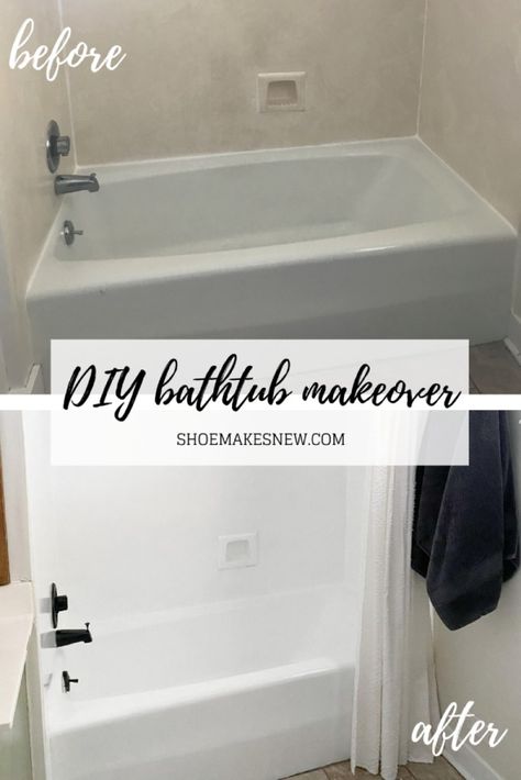 Diy Bathtub Makeover, Rustoleum Furniture, Paint Your Bathtub, Tub And Tile Paint, Bathtub Makeover, Bathtub Painting, Tub Paint, Tub Refinishing, Tub And Tile