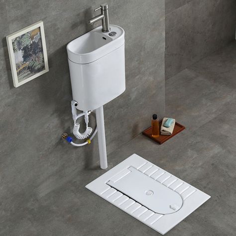 Ceramic Tank Japanese style WC Combined Reservoir 17cm Indian Toilet Bathroom Design, Small Wc Design, Japanese Toilet Design, Squat Toilet, Toilet Design Modern, Small Toilet Design, Japanese Style Bathroom, Small Space Bathroom Design, Wc Ideas