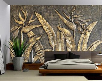 Tapete Gold, Interior Hotel, Custom Photo Wallpaper, Golden Bird, Look Wallpaper, Living Room Themes, 3d Wall Murals, Embossed Wallpaper, Entry Way Design