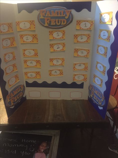 Diy Family Feud, Bday Games, Family Feud Template, Family Feud Board, Family Night Activities, Work Games, Chocolate Fantasy, Family Feud Game, Night Activities