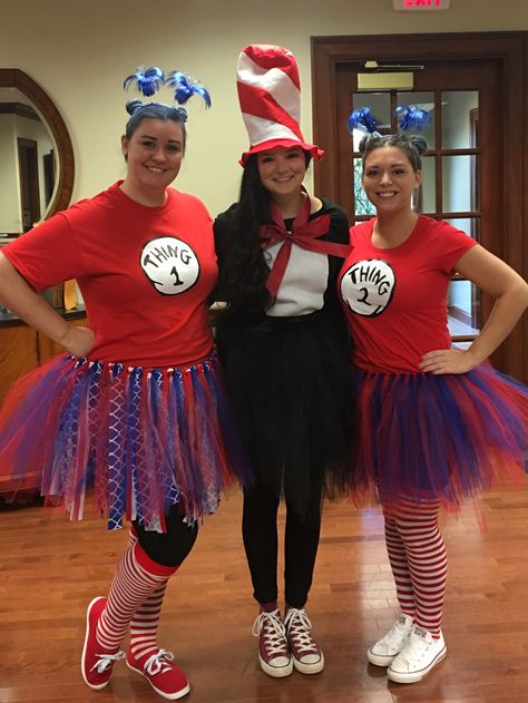 Cat In The Hat Thing 1 Thing 2 Costume, Thing 1 And Thing 2 Costumes For Women, Dr Seuss Costume Ideas For Teachers, Thing 1 Thing 2 Costume Women, Thing 1 And Thing 2 Costumes, Dr Seuss Dress Up Ideas, Dr Suess Costumes, 3 Person Costume, Dr Suess Hats