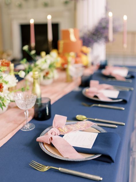 Navy Pink Table Setting, Pink Blue Table Setting, Pink And Navy Table Setting, Light Pink And Navy Wedding Decor, Pastel Pink Table Setting, Navy And Pink Wedding Decor, Navy Pink And White Wedding, Blue And Pink Wedding Table Settings, Navy And Blush Wedding Table Settings