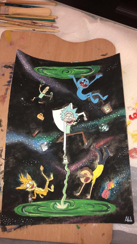 rick & morty painting Rick And Morty Painting, Morty Painting, Rick Y Morty, Inspiration Painting, Space Painting, Painting Inspo, Art Inspiration Painting, Small Paintings, Rick And Morty