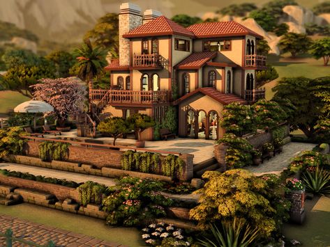 Ts4 Mediterranean House, Sims 4 Medditeranean House, Sims 4 Mediterranean Mansion, Sims Mediterranean House, Sims 4 Italy Cc, Italian House Sims 4, Sims 4 Italian Villa, Sims 4 Italy, Italian Bloxburg House