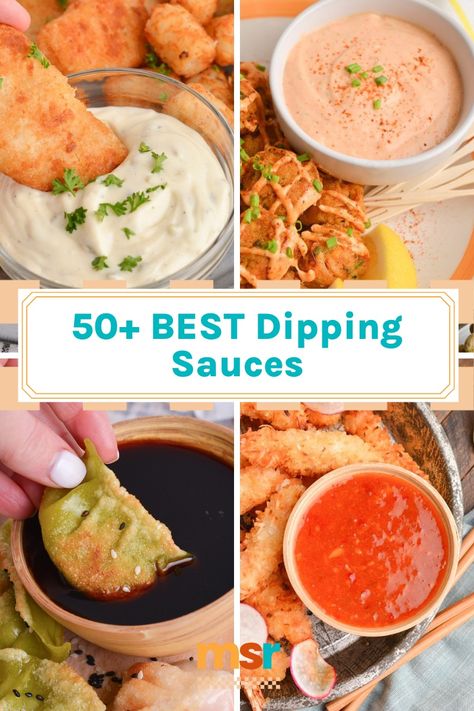 Whether you're dipping fries, eggrolls seafood or these creamy, spicy and savory sauces are perfect for all of your dipping needs! Cheesy Dipping Sauce, Dipping Sauce Recipes For Vegetables, Pork Dipping Sauce Recipes, Okra Dipping Sauce, Chicken Dipping Sauce Recipes Simple, Cheeseburger Eggroll Dipping Sauce, Dipping Sauce For Quesadillas, Sausage Dipping Sauce, Savoury Sauce Recipes