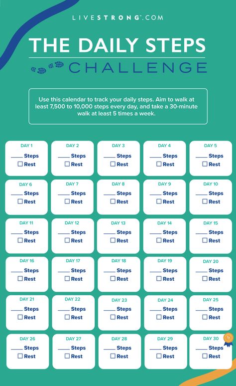 This 30-Day Steps Challenge Will Help You Move More This Month | livestrong Steps Challenge, Step Challenge, Fall Challenge, 10000 Steps A Day, 10000 Steps, Walking Challenge, Daily Steps, Healthy Spine, Walking Plan