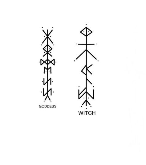 Staff Outline Tattoo, Norse Rune Hand Tattoo, Nordic Tattoo Women Symbols, Small Norse Tattoos For Women, Tattoo For Witches, Healing Runes Symbols, Celtic Runes And Meanings, Viking Witch Tattoo, Bind Runes Symbols And Meanings