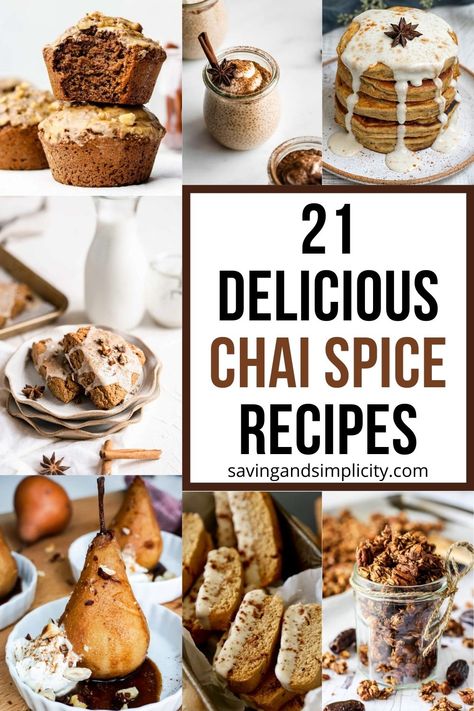 Discover how to make your favorite chai beverage and chai flavored pastry at home. 21 amazing chai spice recipes including a Starbucks chai tea latte copycat recipe. Chai oatmeal recipes, instant chai tea mix, chai muffins, chai tea latte cupcakes and so many more yummy chai recipes. Chai Spice Recipe, Starbucks Chai Tea, Chai Oatmeal, Chai Muffins, Starbucks Chai, Chai Recipes, Chai Spice Mix, Chai Tea Recipe, Tea Latte Recipe